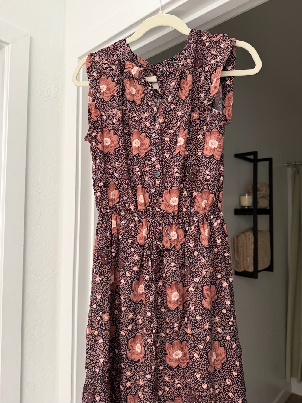 LOFT Rose-Pink Floral Sleeveless Midi Dress
